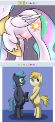 Size: 395x876 | Tagged: explicit, artist:humanized-equestria, artist:pvryohei, princess celestia, oc, oc:eros, oc:lux, alicorn, balls, big crotchboobs, bipedal, blushing, breast milk, colt, crotchboobs, cute, cute porn, derpibooru, earth pony, earth pony oc, exploitable meme, female, foal, foalcon, g4, huge crotchboobs, imported from derpibooru, impossibly large crotchboobs, juxtaposition, juxtaposition win, lactation, leaking, male, mare, meme, meta, milk, nipples, nudity, penis, penis size difference, pony, sausage fest, size comparison, trio