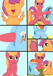 Size: 2480x3508 | Tagged: explicit, artist:jbond, rainbow dash, scootaloo, comic:applebuck, anus, beach, big macintosh, comic, earth pony, eyes closed, female, filly, foal, foalcon, g4, group sex, happy, high res, hoofing, imported from derpibooru, insertion, male, mare, nudity, open mouth, outdoor sex, outdoors, part of a set, pegasus, penetration, penis, pony, scootamacdash, sex, ship:rainbowmac, ship:scootamac, shipping, stallion, straight, threesome, tongue out, vaginal, vaginal insertion, vaginal secretions, vulva