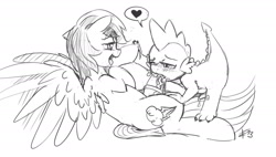 Size: 1659x940 | Tagged: explicit, artist:crade, rainbow dash, spike, age difference, ahegao, blowjob, blushing, creampie, cum, cum in mouth, dragon, duo, duo male and female, female, foalcon, futa, futa on male, futa rainbow dash, g4, heart, high five, hoofbump, horsecock, imported from derpibooru, intersex, male, monochrome, nudity, open mouth, oral, oral creampie, pegasus, penis, pony, pony on dragon action, ship:rainbowspike, shipping, wingless spike