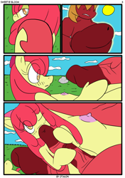 Size: 1222x1740 | Tagged: explicit, artist:otakon, apple bloom, anthro, apple, applecest, big macintosh, boobjob, breasts, brother and sister, comic, delicious flat chest, earth pony, female, flattle bloom, foalcon, g4, horsecock, imported from derpibooru, incest, male, naizuri, nipples, nudity, penis, ship:macbloom, shipping, siblings, straight, sweetie bloom