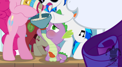 Size: 2500x1378 | Tagged: explicit, artist:blargsnarf, artist:jesterbutts, pinkie pie, rarity, spike, balls, big macintosh, bipedal, blushing, casual sex, cherry jubilee, cum, cum drinking, cum feeding, dj pon-3, doggy style, dragon, earth pony, exhibitionism, female, femdom, foalcon, force feeding, from behind, funnel, g4, humiliation, imminent orgasm, imported from derpibooru, male, malesub, mare, nudity, penis, pony, rarity's fetish, sex, show accurate, show accurate porn, snowballing, stallion, straight, submissive, unicorn, vinyl scratch, watching