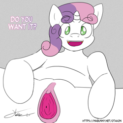 Size: 2658x2658 | Tagged: explicit, artist:otakon, sweetie belle, female, filly, foal, foalcon, g4, high res, imported from derpibooru, nudity, solo, solo female, vagina