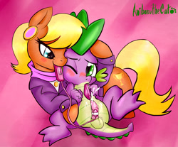 Size: 1275x1056 | Tagged: explicit, artist:anibaruthecat, spike, baby, baby dragon, balls, bedroom eyes, cougar, cuddling, cum, cute, cute porn, dragon, female, femdom, foalcon, g4, harshdom, hug, imported from derpibooru, interspecies, male, malesub, mare, mouth hold, ms. harshwhinny, nudity, penis, prone, reasonably sized genitals, sex toy, ship:spikewhinny, sitting, snuggling, spikesub, straight, straight shota, submissive, vibrator, wink