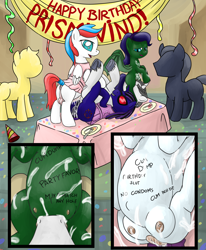 Size: 4009x4863 | Tagged: explicit, artist:smudge proof, oc, oc:buck shot, oc:g pony, oc:mossy luminescence, oc:prismwind, absurd resolution, anal, anal creampie, anus, balls, bat pony, birthday, birthday party, birthday sex, bisexual, body writing, comic, commission, creampie, creampie-eating, crossdressing, crotchboobs, cum, cum eating, cum everywhere, cum in mouth, cum inflation, cum on body, cunnilingus, facesitting, facial, felching, female, femboy, foalcon, foursome, gangbang, group sex, imported from derpibooru, lactation, lesbian, male, nipples, nudity, oc only, oral, orgy, oversplit, party, pegasus, penis, ponut, pony, pregnant, pregnant sex, public use, puffy vulva, sex, sloppy seconds, slut, straight, table, unicorn, vagina, vaginal, vulva