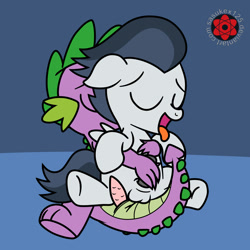 Size: 2000x2000 | Tagged: explicit, artist:sasukex125, spike, anus, balls, dead source, dragon, foalcon, g4, gay, hemipenis, high res, imported from derpibooru, male, nudity, pegasus, penis, pony, reach around, rumble, ship:rumblespike