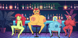 Size: 1280x628 | Tagged: explicit, artist:ilovemilk, apple bloom, alcohol, android 18, ben 10, big breasts, bimbo, bimbo 2.0, bimbo apple bloom, bimbo sunset shimmer, breast milk, breasts, busty sunset shimmer, child, complete nudity, crossover, dragon ball z, equestria girls, female, g4, grin teeth, gwen tennyson, huge breasts, hyper, hyper breasts, hyper pussy, imported from twibooru, impossibly large breasts, indonesia, lactation, lolicon, milk, nightclub, nudity, shocked, smiling, sunset shimmer, underage, vaginal secretions, vulva, wine