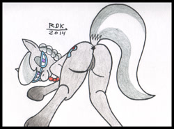Size: 720x533 | Tagged: explicit, artist:rdk, silver spoon, anus, dock, female, foalcon, g4, imported from derpibooru, looking back, nudity, presenting, solo, solo female, traditional art, vulva
