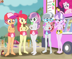 Size: 2900x2383 | Tagged: questionable, artist:succubi samus, apple bloom, diamond tiara, pinkie pie, rainbow dash, scootaloo, silver spoon, sweetie belle, accessory, alternate version, bon bon, bow, breasts, casual nudity, clothes, cloud, commission, cutie mark, cutie mark crusaders, cutie mark on clothes, day, diaper, diaper edit, diaper fetish, ear piercing, edit, edit of an edit of an edit, edited edit, equestria girls, female, fetish, food, g4, glasses, hairpin, hat, headband, heart, high res, hill, human, ice cream, imported from twibooru, lolicon, lyra heartstrings, nipples, nudity, oppai loli, outdoors, partial nudity, piercing, sand, shadow, show accurate, sky, spitfire, standing, sunlotion, sunset shimmer, swimsuit, topless, tree, umbrella, underage, wall of tags, wallflower blush