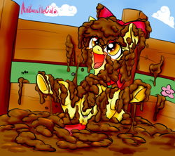 Size: 893x794 | Tagged: explicit, artist:anibaruthecat, apple bloom, anus, blushing, female, foalcon, g4, imported from derpibooru, masturbation, mud, muddy, nudity, pony, solo, solo female, underhoof, vulva