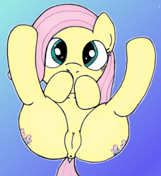 Size: 1640x1800 | Tagged: explicit, artist:an-tonio, artist:lord waite, fluttershy, anus, both cutie marks, colored, cute, cute porn, female, filly, foal, foalcon, g4, genitals, gradient background, imported from derpibooru, nudity, pegasus, ponut, pony, solo, solo female, vulva, younger