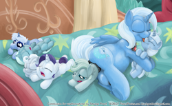 Size: 2000x1228 | Tagged: explicit, artist:smudge proof, applejack, fluttershy, pinkie pie, rainbow dash, rarity, twilight sparkle, comic:the great & maternal trixie, age regression, alicorn, alicorn amulet, alicornified, anus, applecorn, babity, baby, baby dash, baby pie, baby pony, babyjack, babylight sparkle, babyshy, bare gums, bed, bedroom, belly button, big crotchboobs, birth, birthing, butt, commission, crotchboobs, drool, eyes closed, female, fetish, filly, fluttercorn, flutterprey, foal, foalcon, g4, golden oaks library, gums, huge crotchboobs, implied unbirthing, imported from derpibooru, library, licking, magic, mane six, milk, momma trixie, nipples, no teeth, nudity, nuzzling, on back, on side, open mouth, pinkamena diane pie, pinkiecorn, plot, ponut, pony, pregnant, pregxie, preydash, preyjack, race swap, rainbowcorn, raricorn, rebirth, sleeping, smiling, tail bite, tongue out, trixie, trixie predamoon, trixiecorn, twilight gets all the love, underhoof, vore, vulva, wall of tags, younger