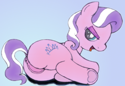 Size: 1100x760 | Tagged: explicit, artist:an-tonio, artist:lord waite, diamond tiara, anus, butt, female, foalcon, g4, imported from derpibooru, missing accessory, nudity, plot, ponut, solo, solo female, underhoof, vulva