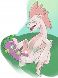 Size: 1341x1795 | Tagged: explicit, artist:argonvile, spike, cum, dragon, feet, fizzle, foalcon, foot fetish, foot worship, frottage, g4, gay, human penis on dragon, imported from derpibooru, licking foot, male, nudity, penis, shipping, spizzle, teenaged dragon