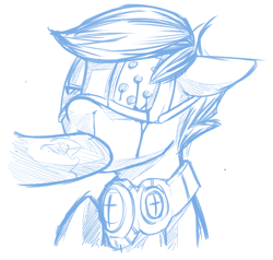 Size: 1280x1216 | Tagged: explicit, grotesque, artist:florecentmoo, scootaloo, blood, blowjob, collar, eyepatch, female, foalcon, g4, imported from derpibooru, male, monochrome, nudity, oral, penis, straight