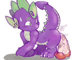 Size: 1600x1300 | Tagged: explicit, artist:diasuke77, spike, blushing, cum, dildo, dragon, foalcon, g4, imported from derpibooru, male, sex toy, solo, solo male
