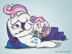 Size: 1600x1200 | Tagged: explicit, artist:jcosneverexisted, rarity, sweetie belle, 69 position, balls, blowjob, blushing, creampie, cum, cum in mouth, cum out nose, deepthroat, drool, duo, eyes closed, eyes on the prize, female, filly, foal, foalcon, futa, futa on female, futa rarity, g4, horn, horn penetration, horsecock, imported from derpibooru, incest, intersex, licking lips, messy mane, nudity, on back, oral, oral creampie, penis, pony, raricest, sex, ship:raribelle, sweat, tongue out, unicorn, vaginal secretions