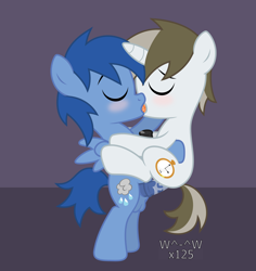 Size: 4444x4711 | Tagged: explicit, artist:sasukex125, oc, oc:baux, oc:rainer, absurd resolution, anal, anal creampie, anal orgasm, balls, blushing, colt, colt on colt, creampie, cum, cum while penetrated, cumming, duo, duo male, foal, foalcon, french kiss, from front, gay, genitals, hands free, horsecock, imported from derpibooru, kissing, looking pleasured, male, nudity, oc only, orgasm, orgasm cumshot, pegasus, penis, pony, pony on pony action, reverse foalcon, sex, show accurate, show accurate porn, simultaneous orgasm, standing sex, suspended congress, unicorn