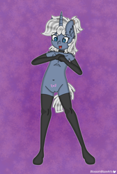 Size: 3200x4750 | Tagged: explicit, artist:blossomblaze, oc, anthro, clothes, evening gloves, female, gloves, imported from twibooru, lolicon, long gloves, nipples, nudity, oc only, stocking feet, underage, vagina