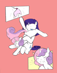 Size: 1280x1656 | Tagged: explicit, artist:cold-blooded-twilight, artist:maskarade, rarity, sweetie belle, 69 position, blushing, colored, cunnilingus, dialogue, drool, drool string, eyes closed, female, filly, floppy ears, foal, foalcon, g4, gritted teeth, hug, imported from derpibooru, incest, lesbian, licking, mare, mare on filly, nudity, open mouth, oral, pony, raricest, sex, ship:raribelle, siblings, sisters, sweat, tongue out, unicorn, vaginal secretions, vulva, wide eyes, wink