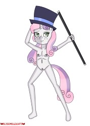 Size: 2257x3175 | Tagged: explicit, artist:blossomblaze, sweetie belle, anthro, female, hat, imported from twibooru, lolicon, nipples, nudity, simple background, transparent background, underage, vagina, wand
