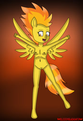 Size: 1854x2683 | Tagged: explicit, artist:blossomblaze, anthro, female, imported from twibooru, lolicon, nipples, nudity, spitfire, underage, vagina