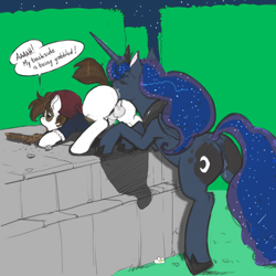 Size: 800x800 | Tagged: explicit, artist:kevinsano edits, artist:teraspell, princess luna, age difference, alicorn, analingus, analingus on male, anus, ass up, backside gobbling, balls, butt, colt, derpibooru exclusive, drool, earth pony, eat the booty like groceries, edit, eyes closed, face down ass up, female, female on male, female on male analingus, foal, foalcon, g4, garden, horsecock, imported from derpibooru, male, mare, mare on colt, night, nightmare night, nudity, open mouth, oral, penis, pipsqueak, plot, ponut, pony, pony on pony action, scary butt fun, ship:lunapip, shipping, straight, straight shota, taint, tongue out, vaginal secretions, vulva
