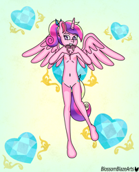 Size: 3079x3809 | Tagged: explicit, artist:blossomblaze, anthro, blushing, female, imported from twibooru, lolicon, nipples, nudity, princess cadance, underage, vagina