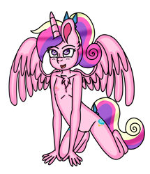 Size: 1599x1860 | Tagged: explicit, artist:blossomblaze, anthro, female, imported from twibooru, lolicon, nipples, nudity, princess cadance, simple background, transparent background, underage
