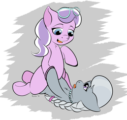 Size: 1644x1568 | Tagged: questionable, artist:lord waite, artist:riscke, diamond tiara, silver spoon, accessory swap, colored, domination, earth pony, female, foalcon, g4, glasses, imported from derpibooru, lesbian, missing accessory, pony, ship:silvertiara, shipping, spectacles, submission