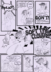 Size: 1240x1748 | Tagged: explicit, artist:anibaruthecat, apple bloom, rainbow dash, scootaloo, sweetie belle, comic:cuddle clouds, anus, butt, cloud, cloud sex, comic, cutie mark crusaders, dildo, earth pony, female, filly, foal, foalcon, g4, imported from derpibooru, lesbian, mare, mare on filly, molestation, monochrome, nudity, pegasus, plot, pony, sex toy, ship:scootadash, shipping, unicorn, vaginal secretions, vulva