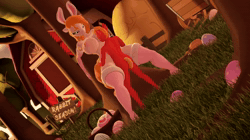 Size: 1280x720 | Tagged: explicit, artist:indigosfmworks, animal costume, animated, anthro, banned from derpibooru, big mcintosh, bunny costume, clothes, costume, exhibitionism, farm, imported from twibooru, male, pear butter, penetration, sex, shotacon, sound, straight, straight shota, underage, vaginal