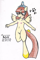 Size: 406x600 | Tagged: explicit, artist:rdk, anthro, breasts, delicious flat chest, female, foalcon, g4, imported from derpibooru, nudity, solo, solo female, traditional art, vulva, zippoorwhill