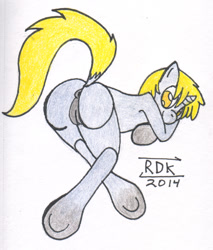Size: 511x600 | Tagged: explicit, artist:rdk, anthro, anus, ass, butt, dinky hooves, female, foalcon, g4, imported from derpibooru, nudity, ponut, solo, solo female, traditional art, underhoof, unguligrade anthro, unicorn, vulva