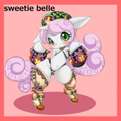 Size: 1000x1000 | Tagged: questionable, artist:akikan, sweetie belle, belly button, female, foalcon, g4, imported from derpibooru, pixiv, solo, solo female