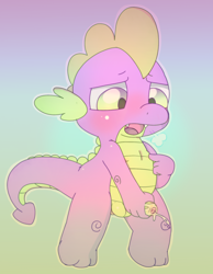Size: 1394x1800 | Tagged: explicit, artist:watermelon, spike, cum, dragon, foalcon, g4, imported from derpibooru, male, nudity, penis, solo, solo male