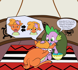 Size: 1200x1080 | Tagged: explicit, spike, artist needed, blowjob, buffalo, dragon, female, foalcon, g4, hemipenis, imported from derpibooru, interspecies, little strongheart, male, nudity, oral, penis, sex
