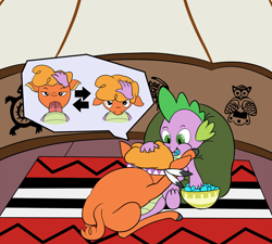 Size: 1200x1080 | Tagged: explicit, spike, artist needed, blowjob, buffalo, dragon, female, foalcon, g4, hemipenis, imported from derpibooru, interspecies, little strongheart, male, nudity, oral, penis, sex