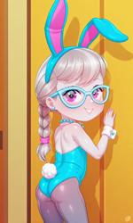 Size: 768x1280 | Tagged: suggestive, silver spoon, 1girl, ai content, ai generated, ass, bare shoulders, bunny ears, bunny suit, butt, child, clothes, equestria girls, fake animal ears, fake tail, female, from behind, imported from twibooru, leotard, lolicon, looking at you, looking back, pantyhose, playboy bunny, playboy bunny silver spoon, rabbit tail, solo, strapless, strapless leotard, underage, wrist cuffs, young