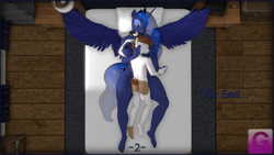 Size: 1920x1080 | Tagged: explicit, artist:gorilka, princess luna, series:a special nightmare night treat, 3d, aftersex, anthro, banned from derpibooru, cum, cum on bed sheets, female, imported from twibooru, lunapip, male, nudity, pipsqueak, shipping, shotacon, source filmmaker, straight, straight shota, underage