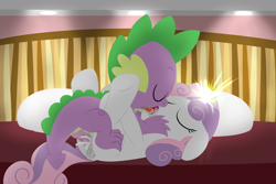 Size: 3600x2400 | Tagged: explicit, artist:dtcx97, spike, sweetie belle, anus, bed, butt, creampie, cum, dragon, dragon on filly, dragon on filly action, dragon on pony action, drool, duo, duo male and female, eyes closed, female, foalcon, french kiss, g4, high res, horn, hornboner, horngasm, imported from derpibooru, interspecies, kissing, lying down, lying on top of someone, male, missionary position, nudity, on back, penis, plot, ponut, pony, sex, ship:spikebelle, shipping, sloppy kissing, straight, tongue out, underhoof, unicorn, vaginal, vaginal creampie, vaginal secretions, vulva, wingless spike