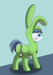 Size: 1400x2000 | Tagged: explicit, artist:pvryohei, anus, balls, blushing, bunny costume, clothes, easter, foalcon, g4, imported from derpibooru, male, nudity, penis, ponut, presenting, shady daze, solo, solo male