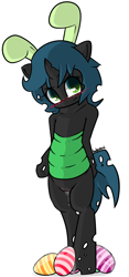Size: 1335x2856 | Tagged: explicit, artist:bakaponi, queen chrysalis, blushing, bunny ears, changeling, changeling queen, cute, cute porn, cutealis, easter, easter egg, egg, female, foalcon, g4, genitals, imported from derpibooru, nudity, oviposition, semi-anthro, solo, solo female, vaginal secretions, vulva, vulva blush
