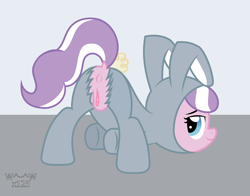 Size: 4416x3460 | Tagged: explicit, artist:sasukex125, diamond tiara, anus, bunny costume, clothes, dock, easter, female, foalcon, g4, imported from derpibooru, nudity, ponut, presenting, show accurate, show accurate porn, solo, solo female, torn clothes, vagina, wardrobe malfunction