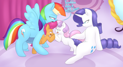 Size: 2000x1100 | Tagged: explicit, artist:lamia, rainbow dash, rarity, scootaloo, sweetie belle, abdominal bulge, age difference, ahegao, balls, bedroom eyes, carousel boutique, dialogue, doggy style, drool, eye contact, female, filly, foal, foalcon, foursome, from behind, futa, futa on female, futa on filly, futa rainbow dash, futa rarity, g4, group sex, horsecock, imported from derpibooru, impossible fit, incest, intersex, just the tip, mare, mare on filly, nudity, open mouth, penis, pony, raricest, sex, ship:raribelle, ship:scootadash, shipping, size difference, smiling, spread wings, tongue out, vaginal secretions, wingboner, wings