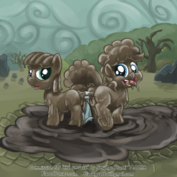 Size: 1000x1000 | Tagged: explicit, artist:smudge proof, pinkie pie, anal, anus, butt to butt, commission, dialogue, dildo, doubleheaded dildo, female, females only, filly, filly on filly, filly pinkie pie, foal, foalcon, g4, goo, imported from derpibooru, incest, lesbian, looking at each other, looking at you, looking back, maud pie, mud, nudity, piecest, ponut, pony, rock farm, rocky, sex toy, ship:pinkiemaud, talking, vagina, younger