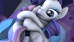 Size: 640x360 | Tagged: explicit, artist:fruitymilk, rarity, sweetie belle, 3d, age difference, animated, bed, duo, female, foalcon, futa, futa on female, futa rarity, g4, genitals, gif, imported from derpibooru, incest, intersex, loop, nudity, on back, penis, raricest, sex, ship:raribelle, siblings, sisters, smiling, source filmmaker, vaginal, vulva