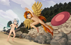 Size: 7794x4888 | Tagged: explicit, artist:pestil, oc, oc:graceful sunrise, armpits, beach, casual nudity, female, human, humanized, imported from twibooru, lolicon, male, nipples, nude beach, nudity, oc name needed, outdoors, pegasus, penis, practitioner of naturism, shotacon, underage, vulva, wings