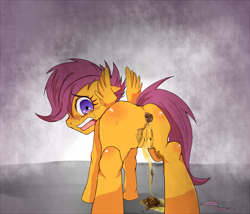 Size: 900x770 | Tagged: explicit, grotesque, artist:kuromozuku, scootaloo, anus, blushing, butt, crying, female, fetish, foalcon, g4, implied anal insertion, implied enema, implied insertion, imported from derpibooru, need to pee, nudity, omorashi, pegasus, pissing, plot, pony, poop, potty time, scat, solo, solo female, urine, vulva, watersports