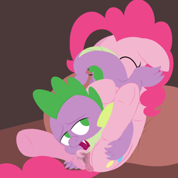Size: 2500x2500 | Tagged: explicit, artist:dtcx97, pinkie pie, spike, 69 position, age difference, anus, cunnilingus, dragon, dragon on pony action, earth pony, female, foalcon, g4, high res, imported from derpibooru, interspecies, male, nudity, oral, ponut, pony, sex, ship:pinkiespike, shipping, straight, underhoof, vulva, wingless spike