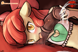 Size: 1125x750 | Tagged: explicit, artist:lumineko, apple bloom, anthro, big mcintosh, blowjob, brother and sister, cum, cumming, female, horsecock, imported from twibooru, incest, lolicon, male, nudity, oral, penis, sex, siblings, underage